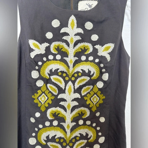 Anthropologie Tabitha Embroidered‎ Shift Dress Gray Size 2 - Picture 3 of 10